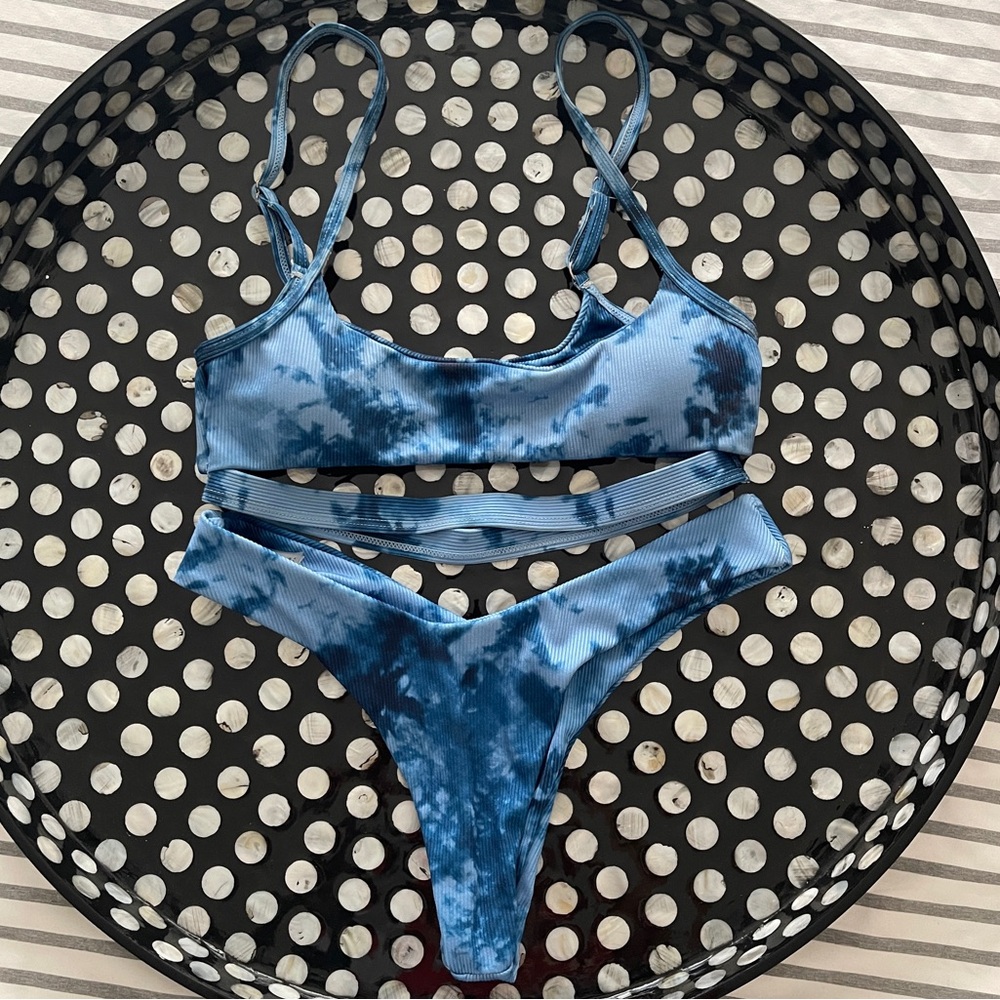 Zaful Blue Tie Dye Bikini Small